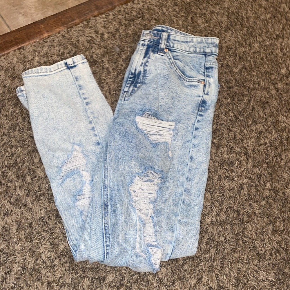 wild fable light washed ripped straight leg jeans.